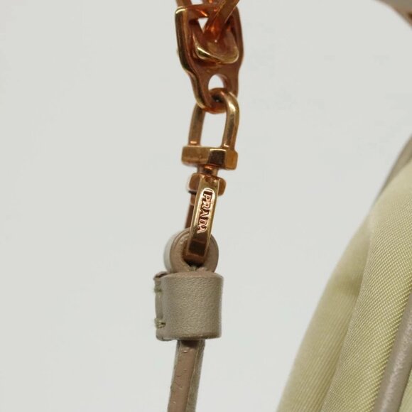 PRADA Shoulder Bag Nylon Cream Gold Auth 95818 - Picture 14 of 16